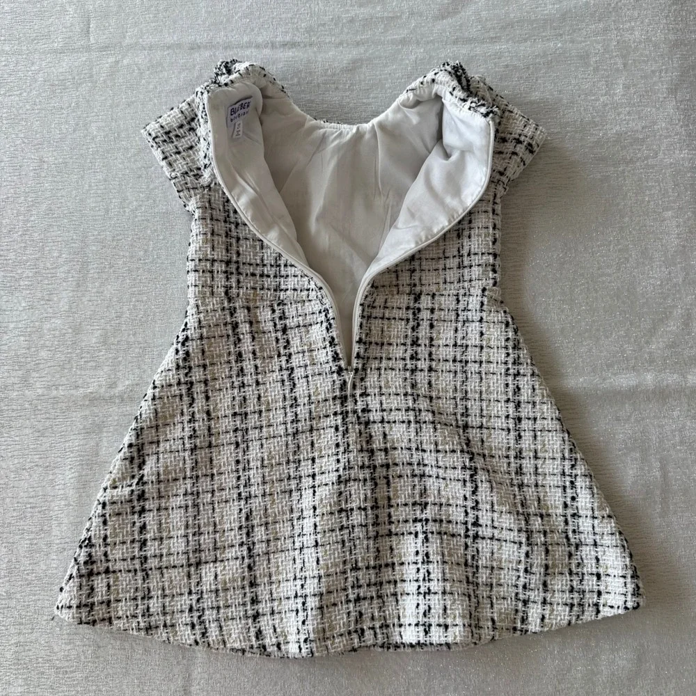 Blueberi Boulevard 2T Toddler Tweed Dress Black White Peter Pan Collar w/ Beret